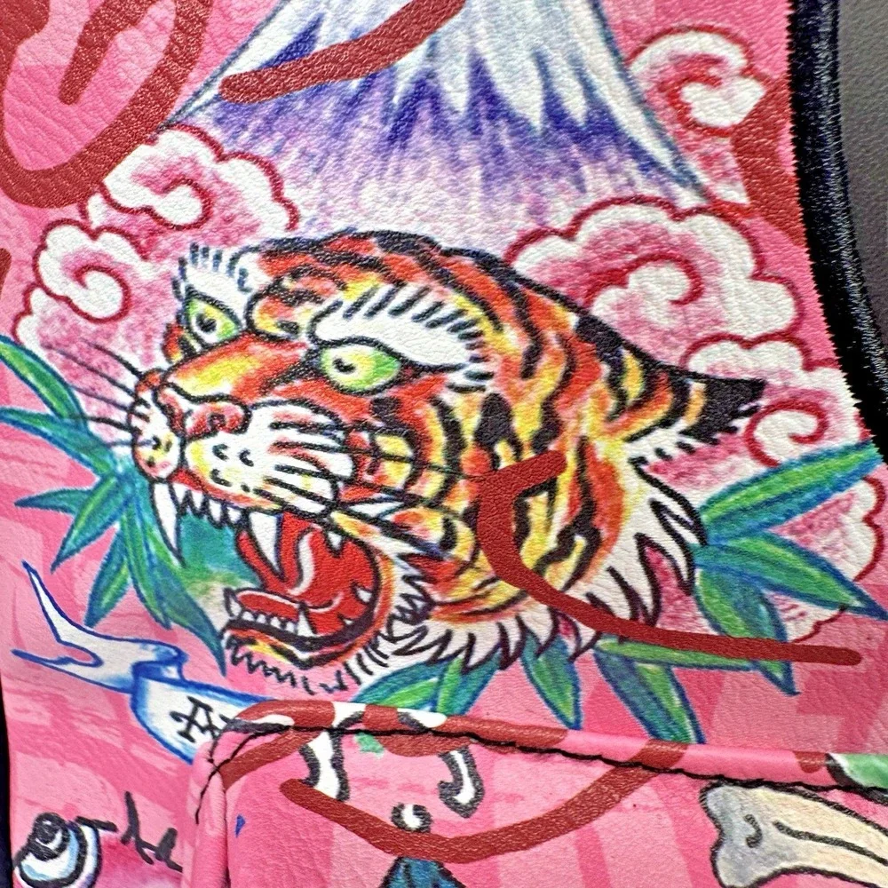 Ed Hardy Pink Multi Backpack Love Kills Slowly Skull Tattoo Rhinestone Y2K NWT